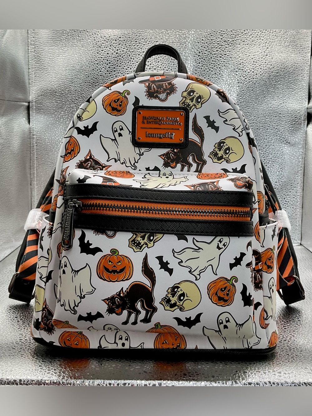 SeaWorld Parks Halloween Vintage All Over Print Loungefly Mini Backpack